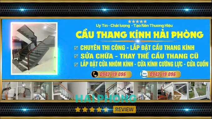 Mẫu cầu thang kính tại Hải Phòng